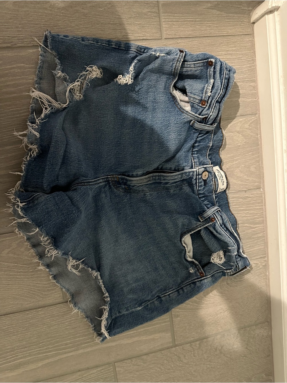 Abercrombie & Fitch Distressed Denim Shorts - Blue